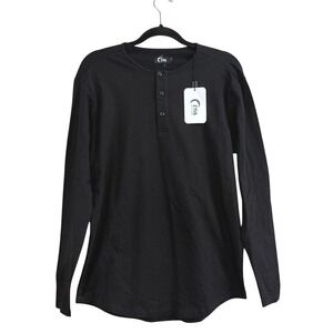 ZYIA Active Mens Black Long Sleeve Henley T-shirt Buttons Size Small NWT